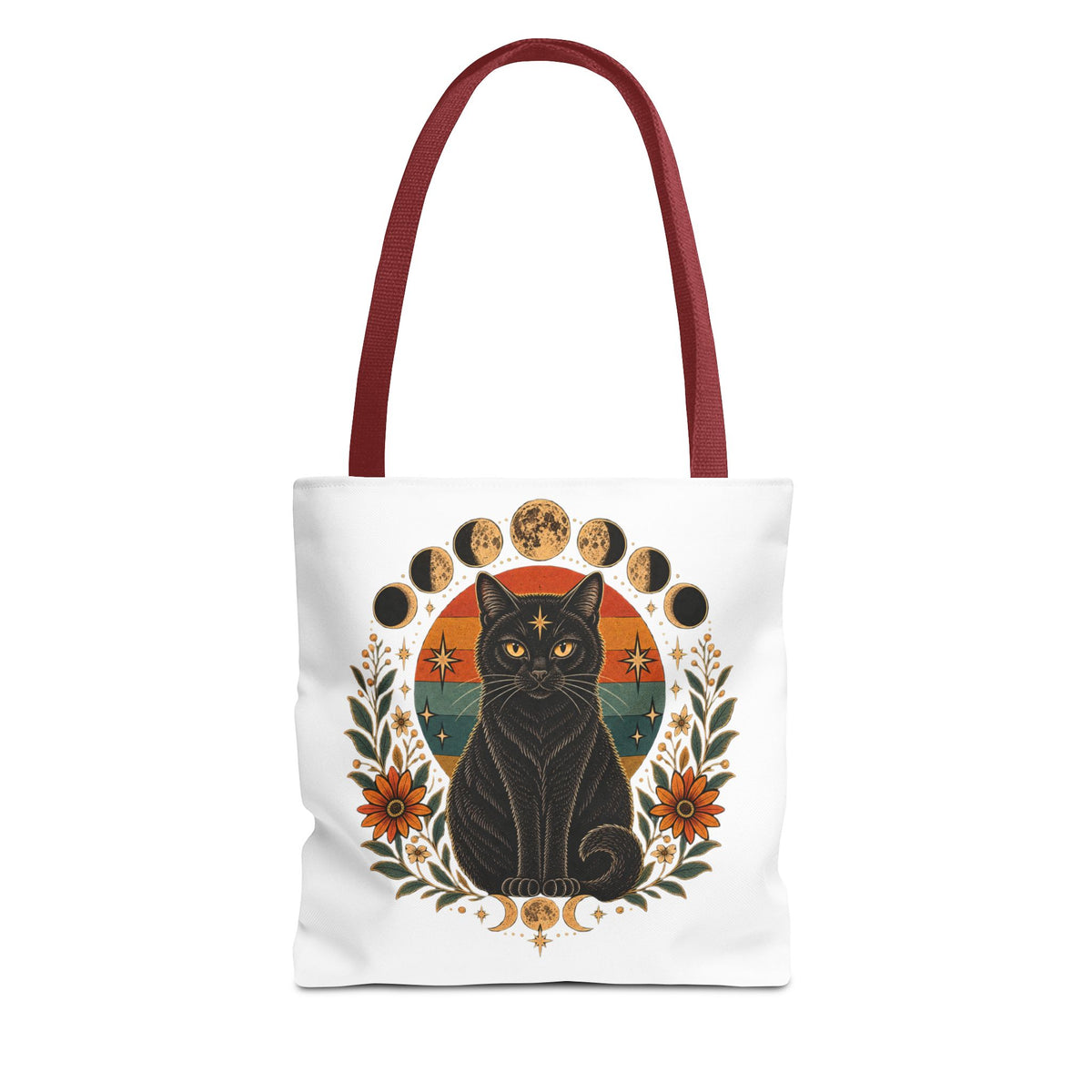 Mystic Black Cat Moon Phases Tote Bag