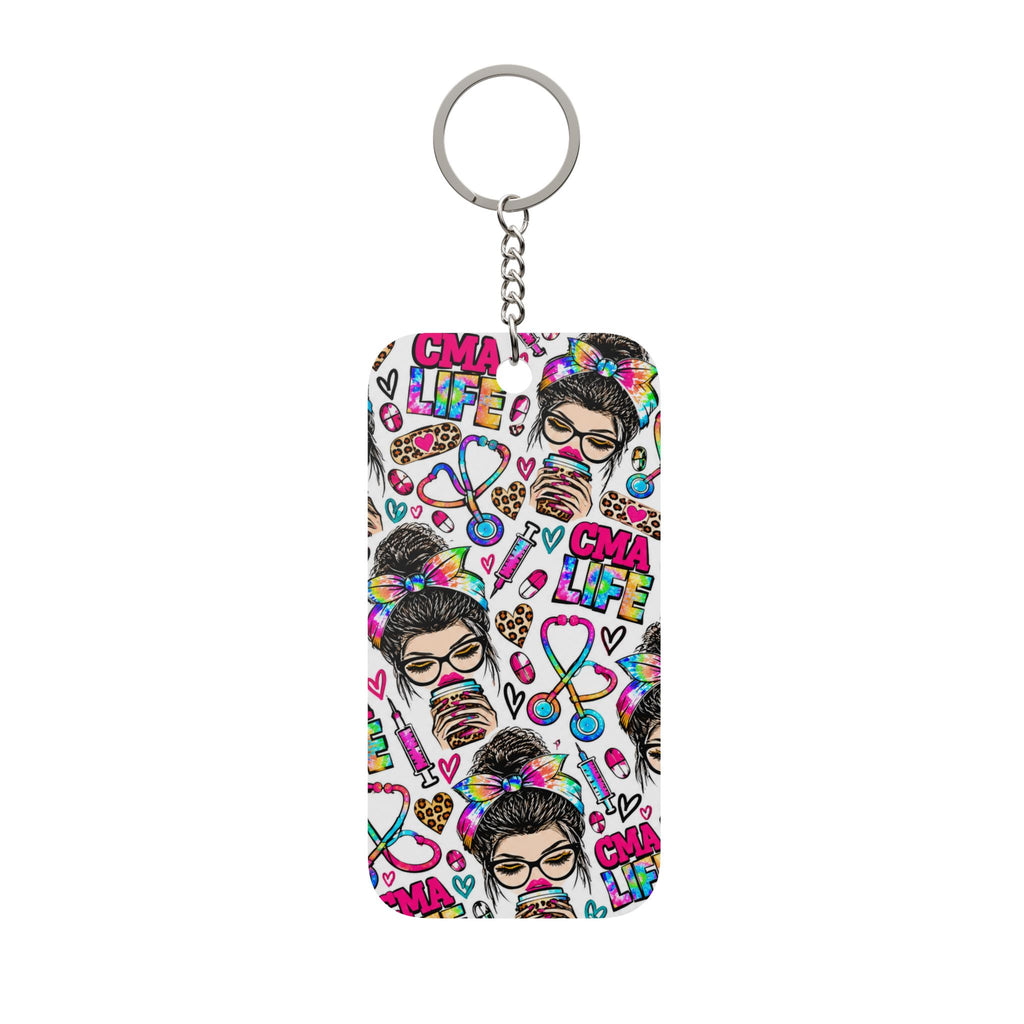 CMA Life Graphic Colorful Nurse Practitioner Stethoscope - Double Sided Keychain