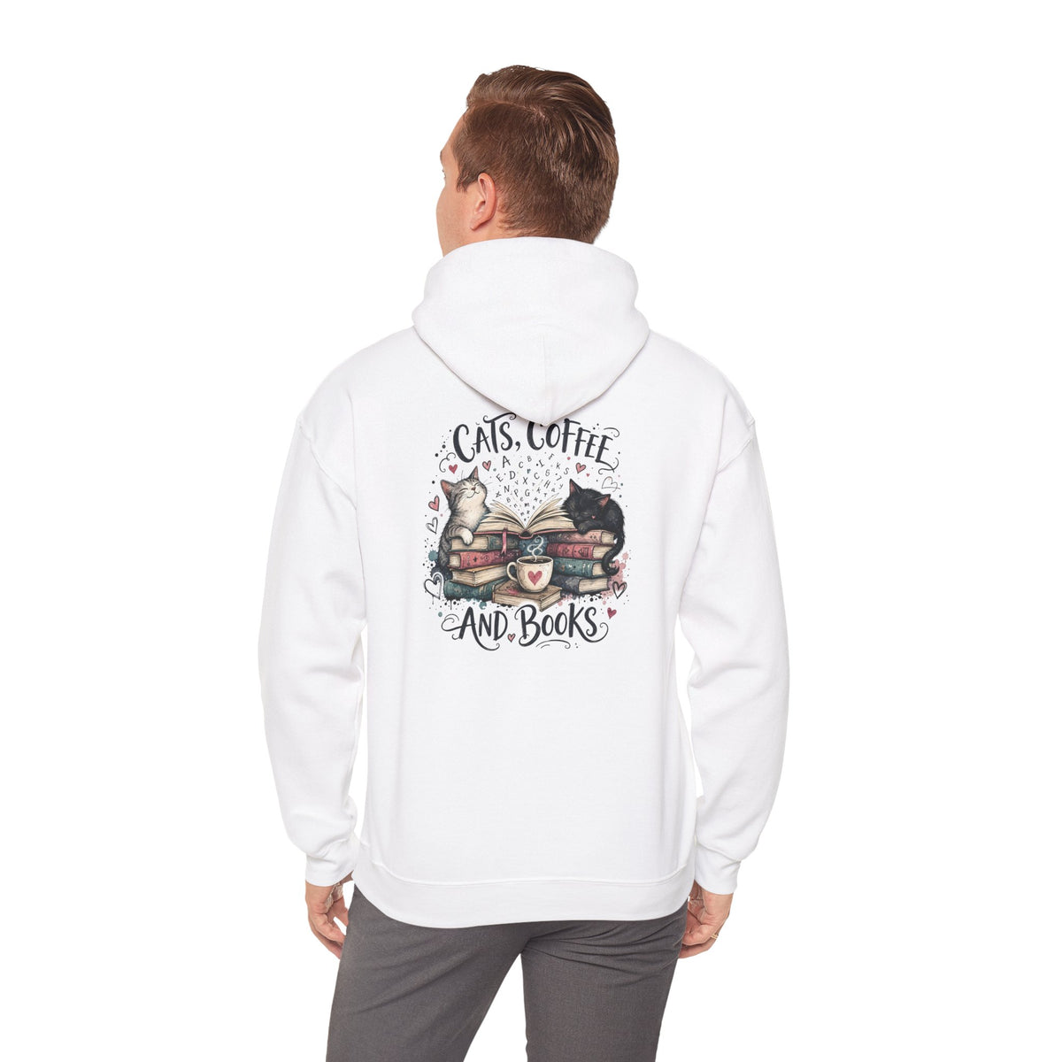 Cats, Coffee and Books Hoodie (Front & Back Design)
