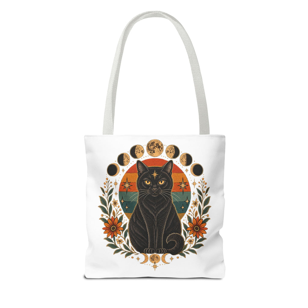 Mystic Black Cat Moon Phases Tote Bag