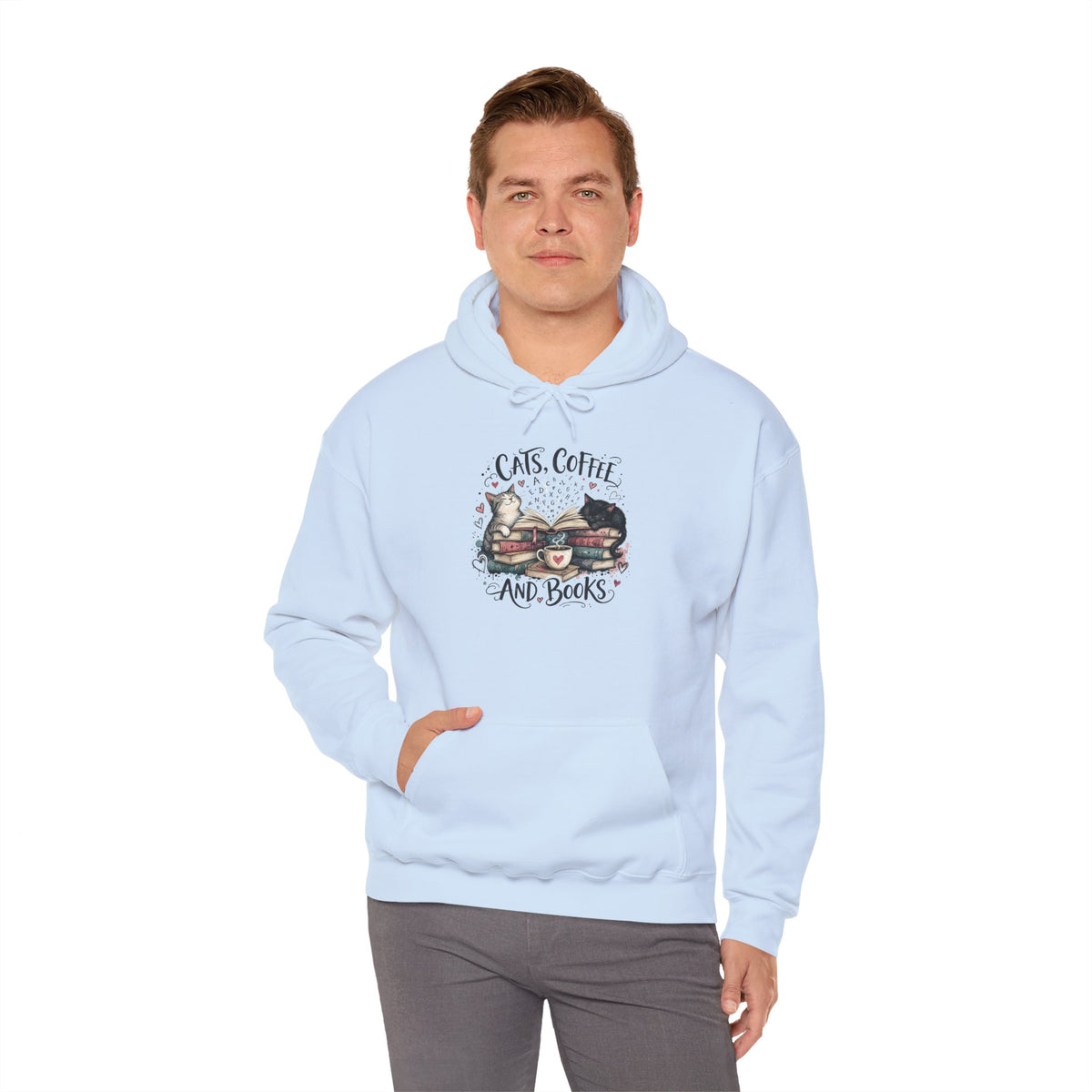 Cats, Coffee and Books Hoodie (Front & Back Design)