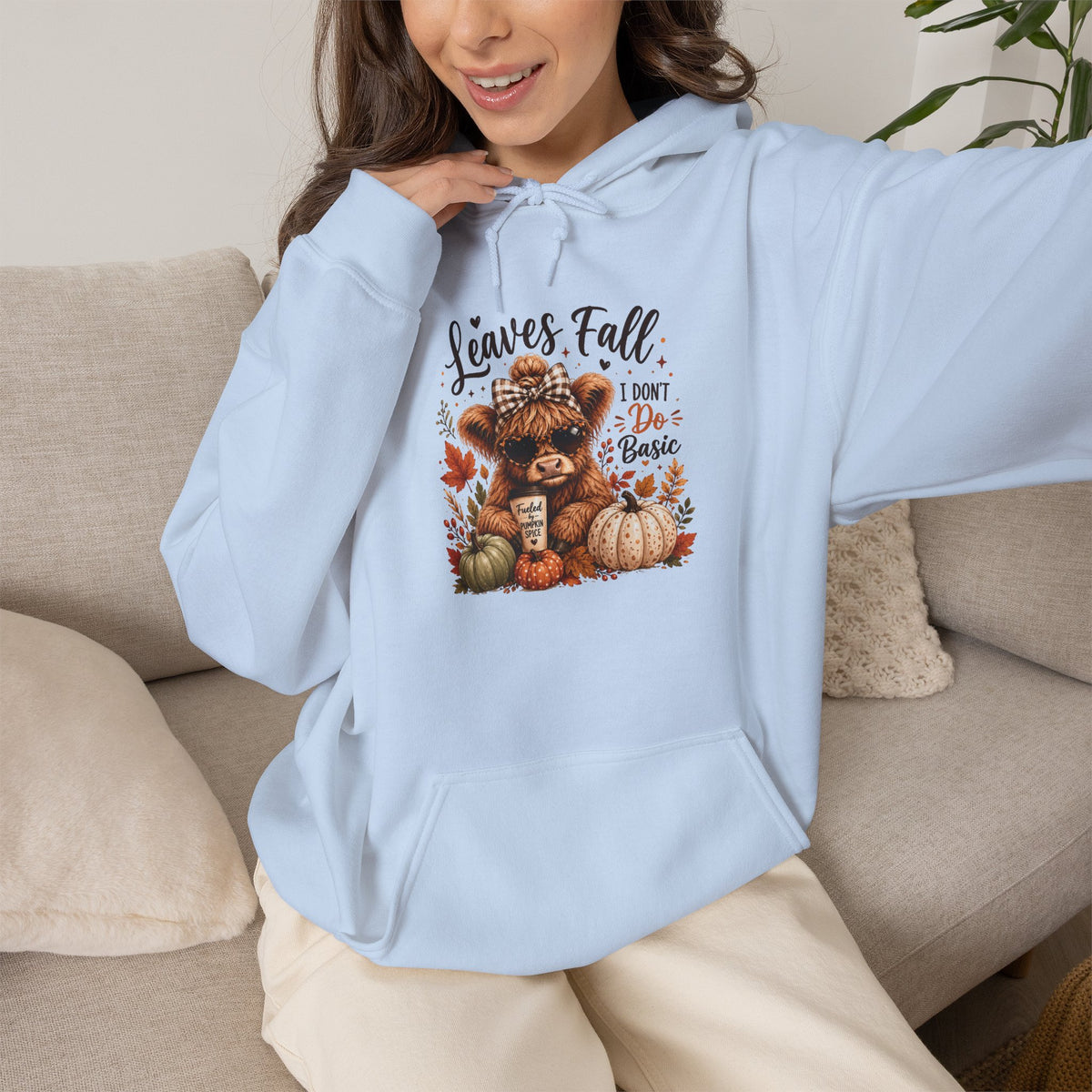 Highland Cow "Leaves Fall, I Rise Like the Sun" Hoodie