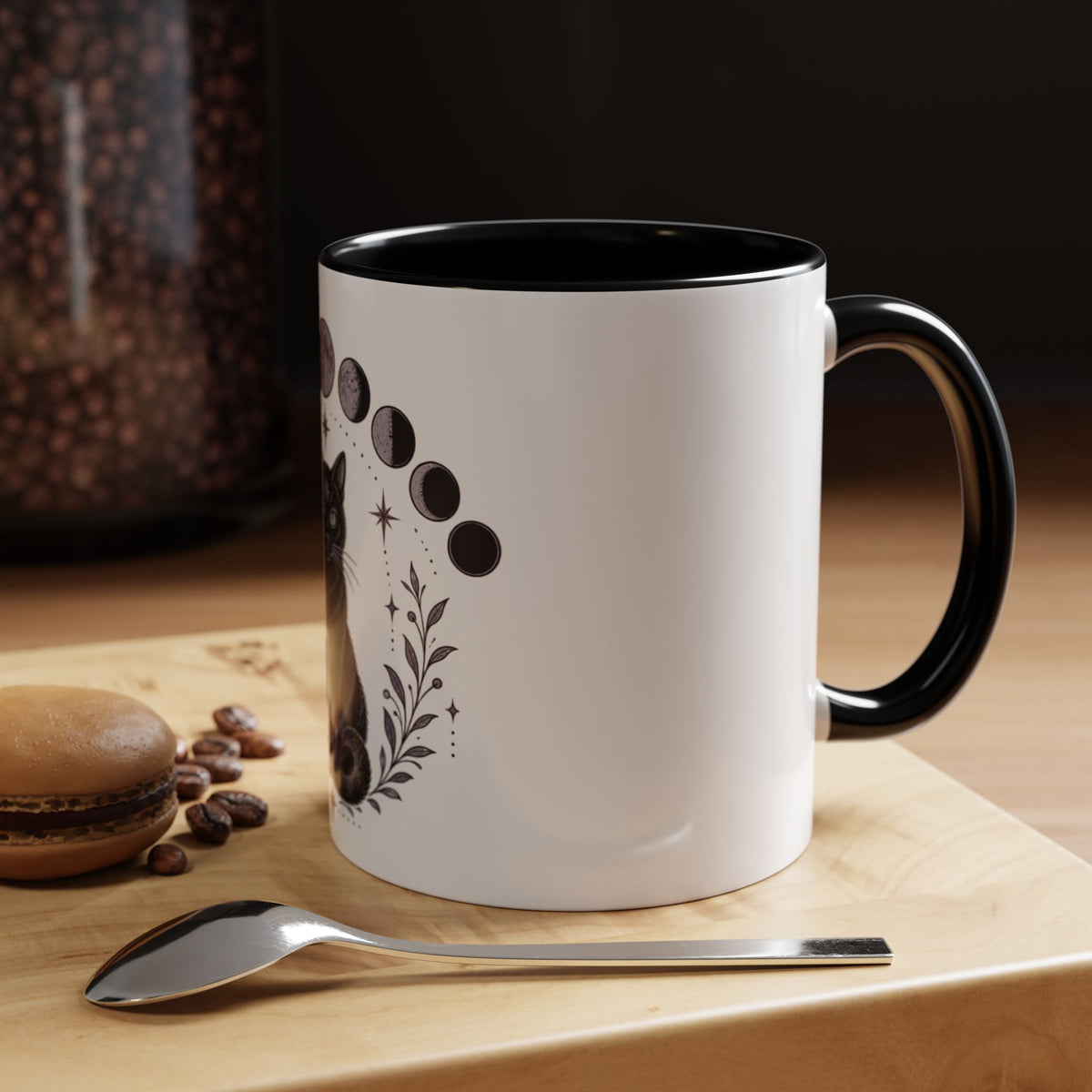 Black Cat Moon Phases Coffee Mug (11 oz /15 oz)