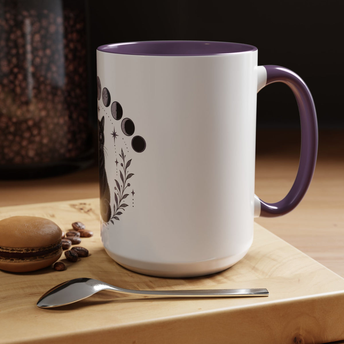 Black Cat Moon Phases Coffee Mug (11 oz /15 oz)