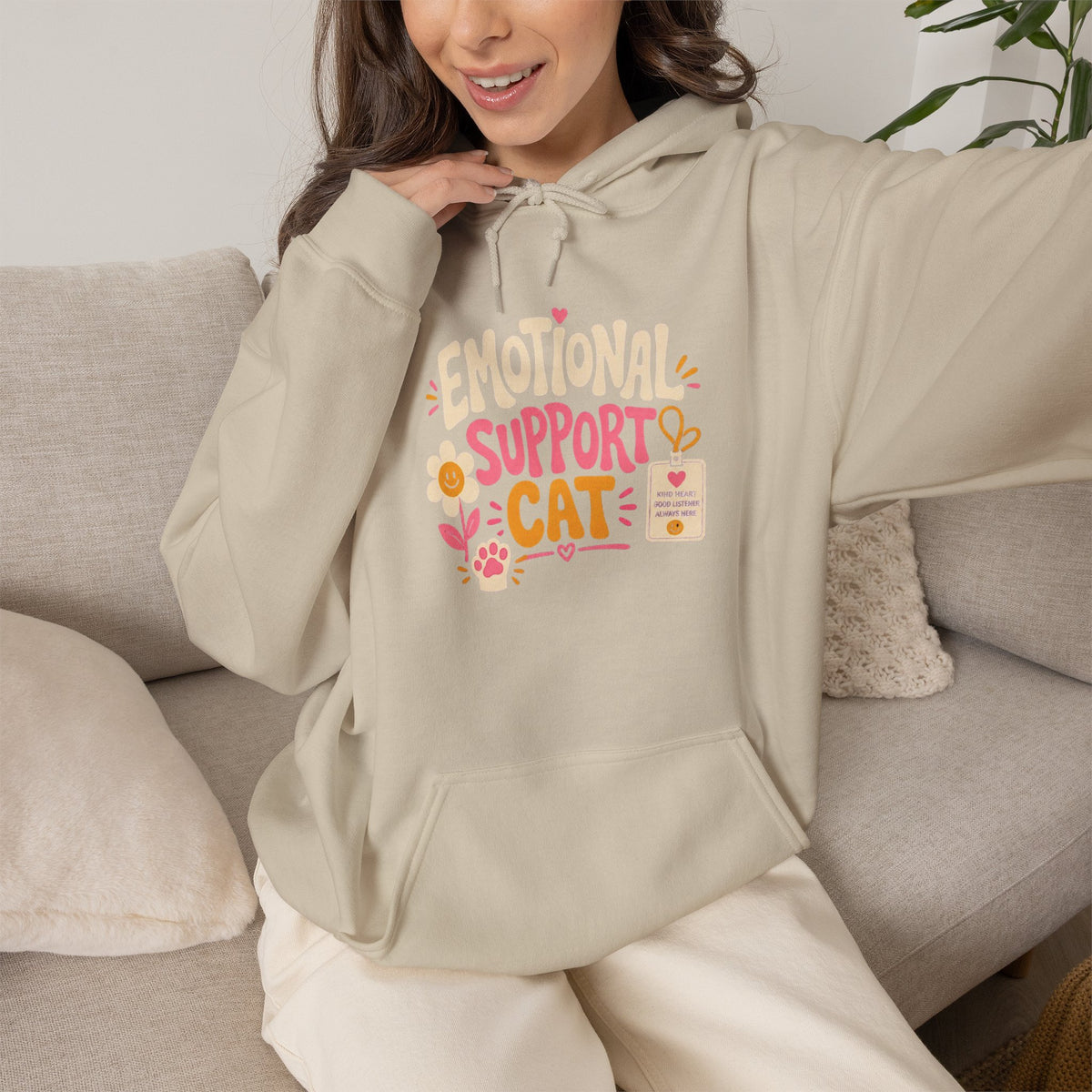 Emotional Support Cat Hoodie (Front & Back Design)