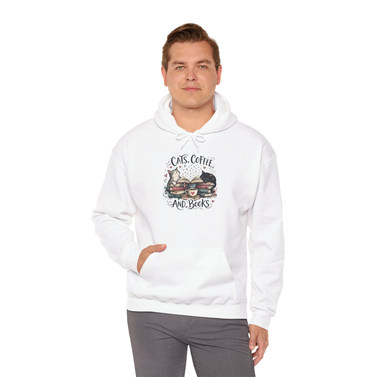 Cats, Coffee and Books Hoodie (Front & Back Design)