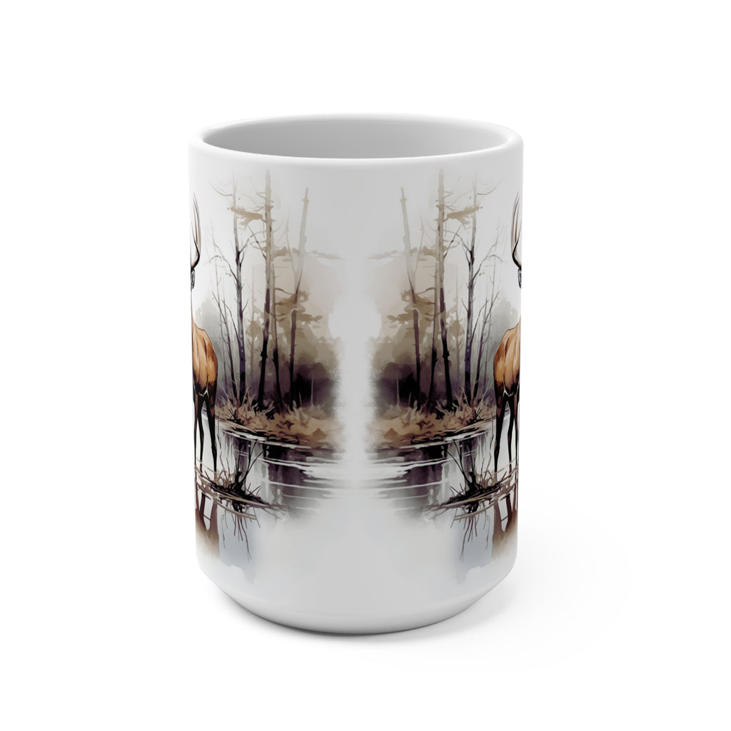 Deer in Misty Forest Wildlife 15oz Ceramic Coffee Mug