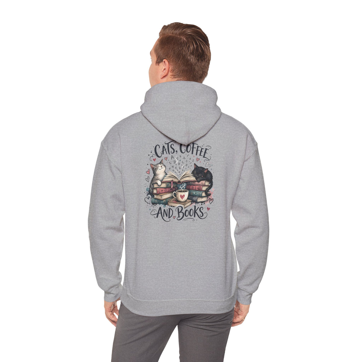 Cats, Coffee and Books Hoodie (Front & Back Design)