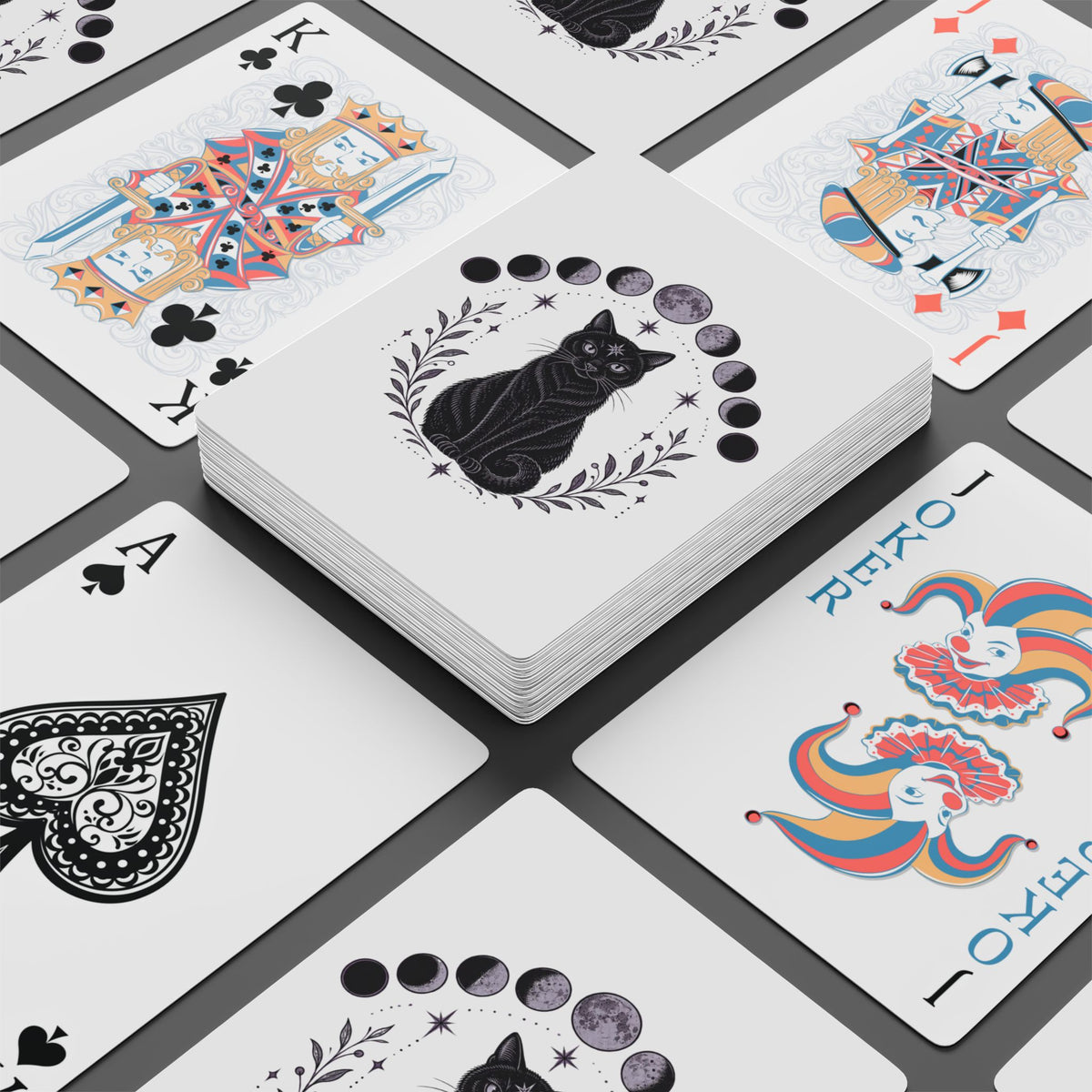 Black Cat Moon Phases Poker Playing Cards