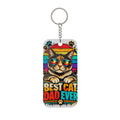 Retro Best Cat Dad Ever Keychain — Double-Sided Cat Dad Charm