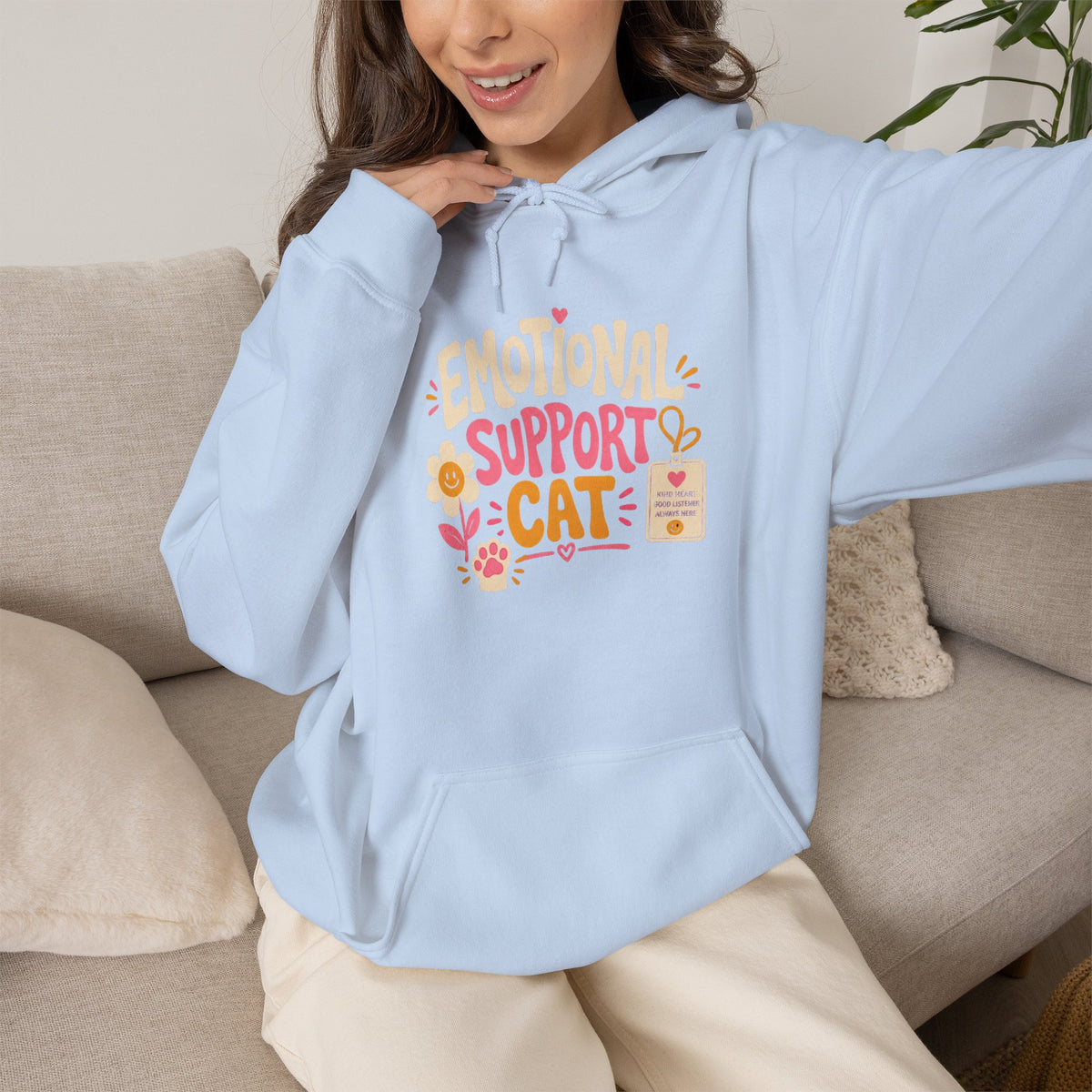 Emotional Support Cat Hoodie (Front & Back Design)