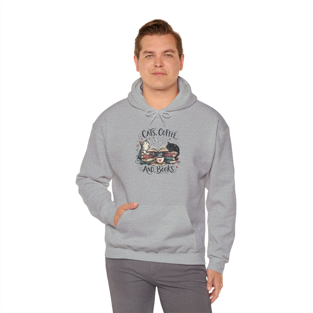 Cats, Coffee and Books Hoodie (Front & Back Design)
