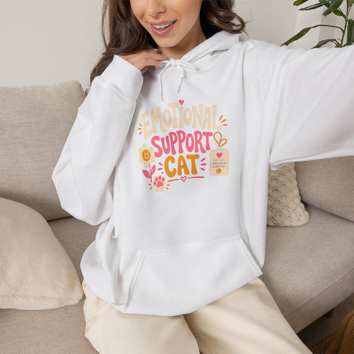 Emotional Support Cat Hoodie (Front & Back Design)