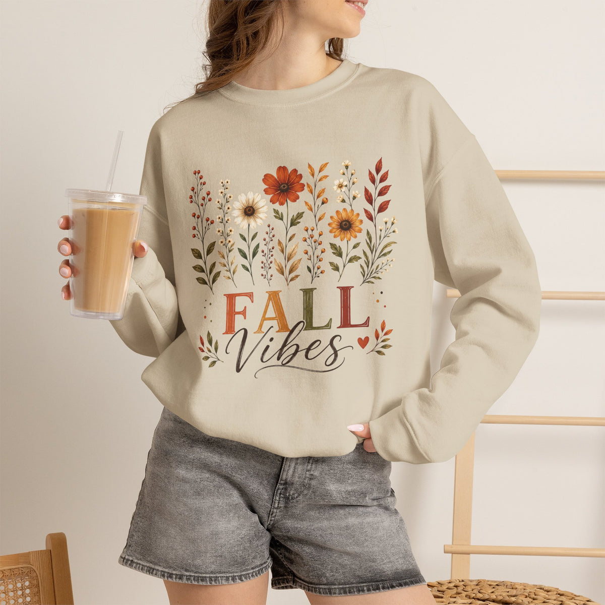 Fall Vibes Floral Crewneck Sweatshirt