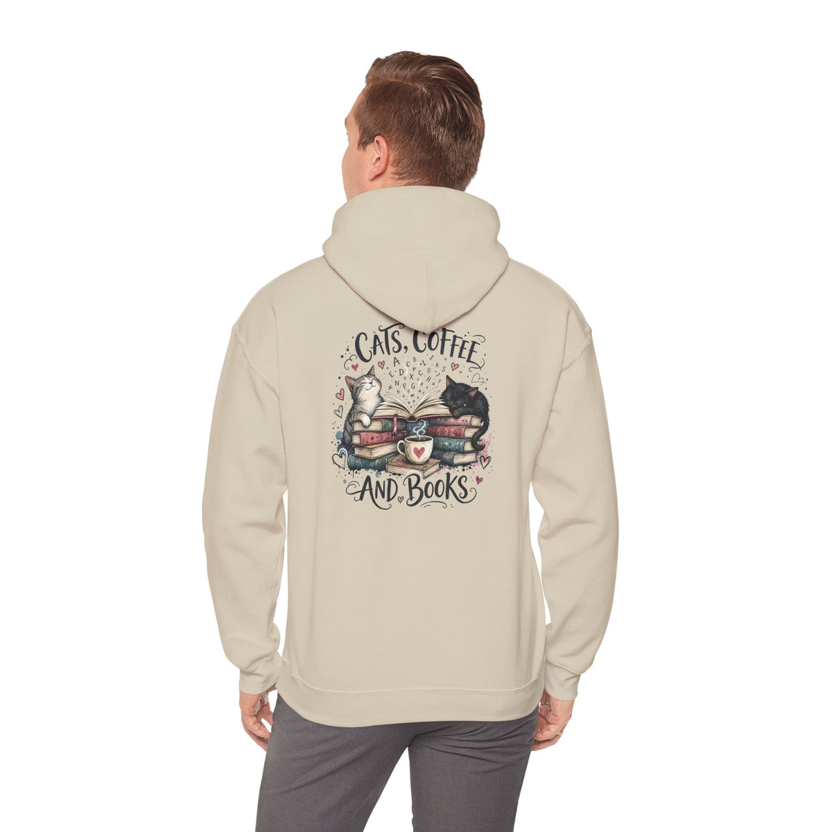 Cats, Coffee and Books Hoodie (Front & Back Design)