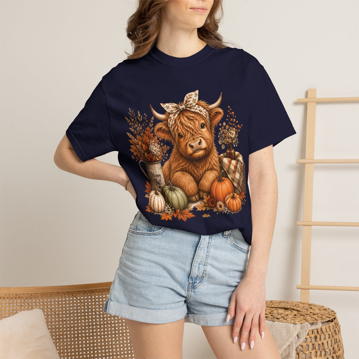 Autumn Highland Cow Cozy Fall T-Shirt (Comfort Colors)
