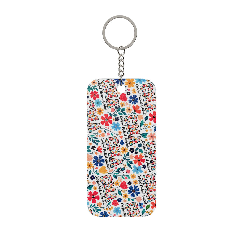 Colorful Floral 'CMA' - Certified Medical Assistant Double-Sided Keychain