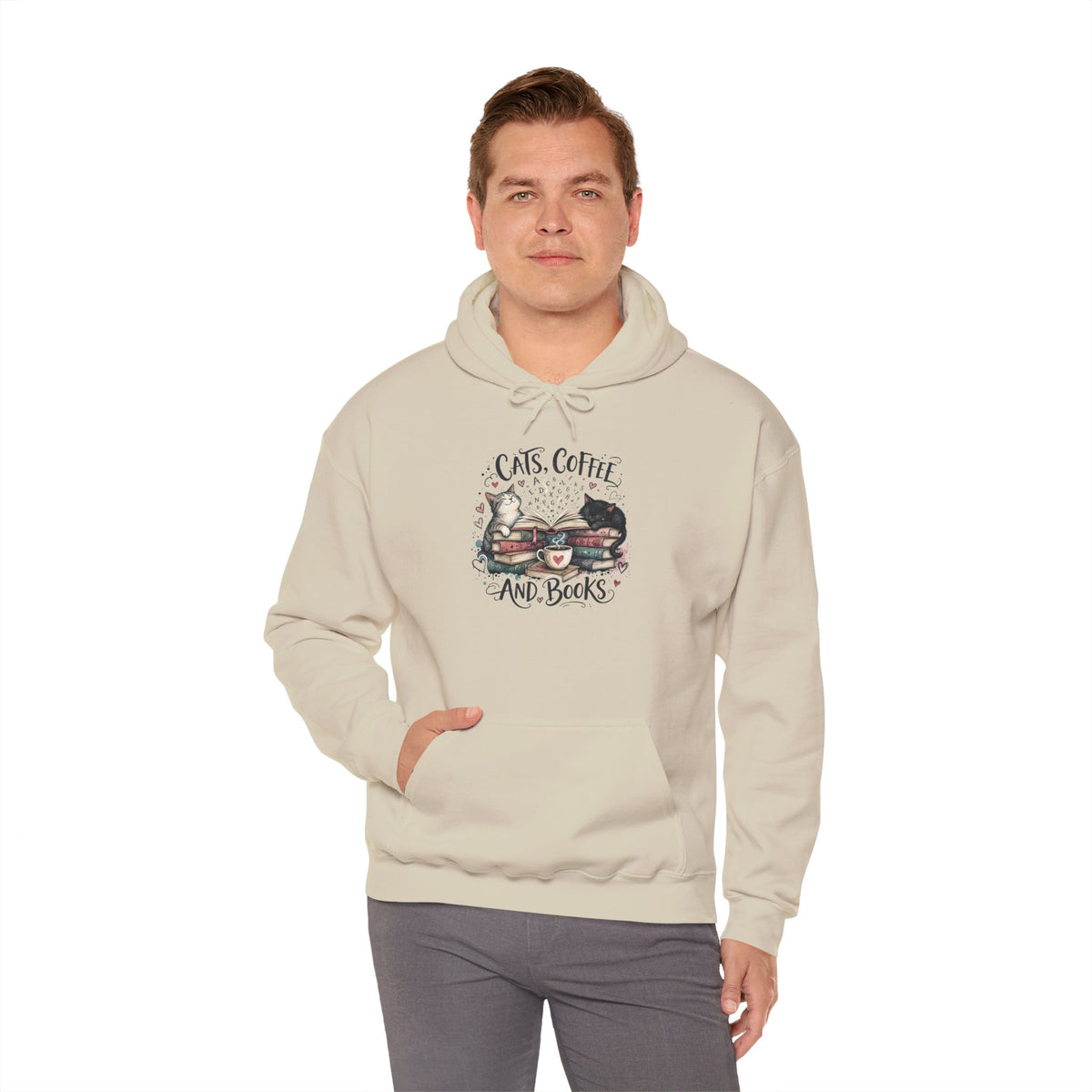 Cats, Coffee and Books Hoodie (Front & Back Design)