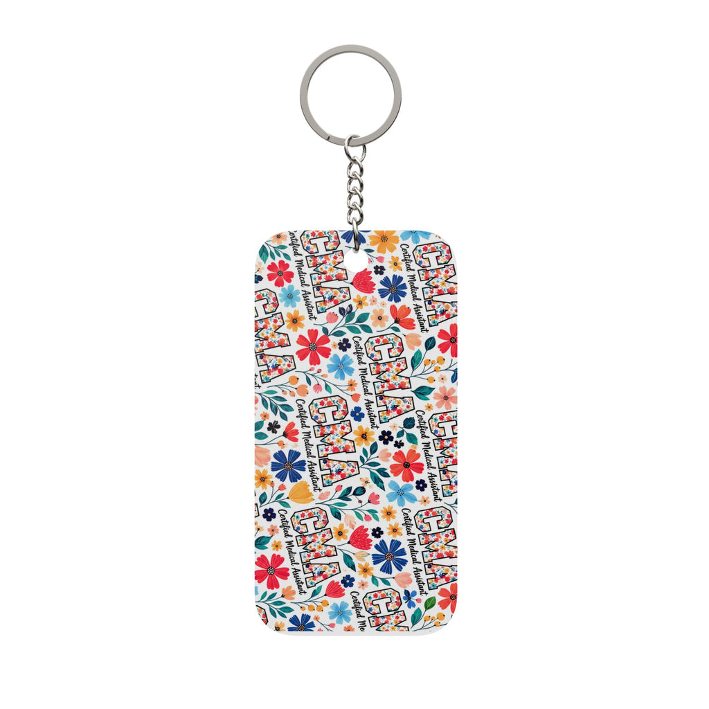 Colorful Floral 'CMA' - Certified Medical Assistant Double-Sided Keychain