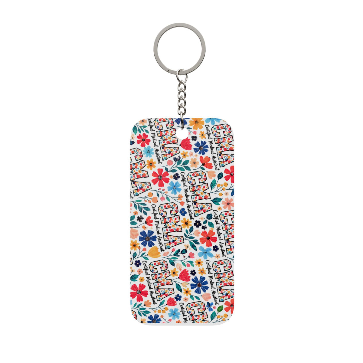 Colorful Floral 'CMA' - Certified Medical Assistant Double-Sided Keychain