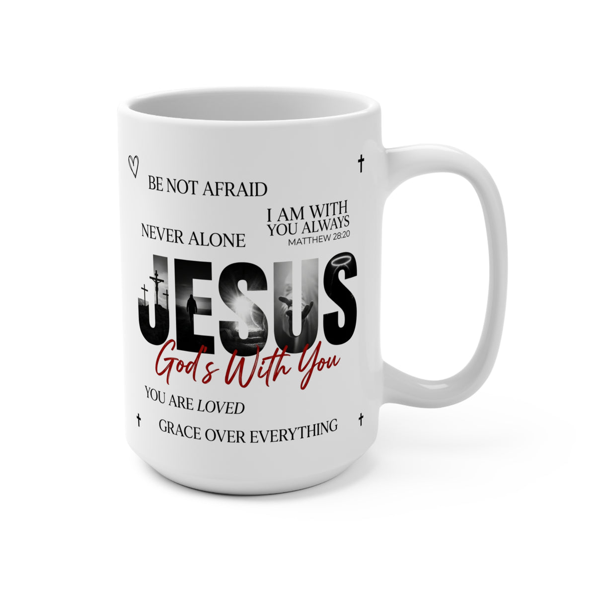 Christian Jesus 'God's With You' Inspirational 15oz Ceramic Coffee Mug