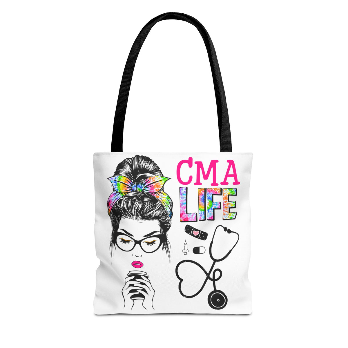 CMA Life Graphic Colorful Nurse Practitioner Stethoscope - Cotton Tote Bag
