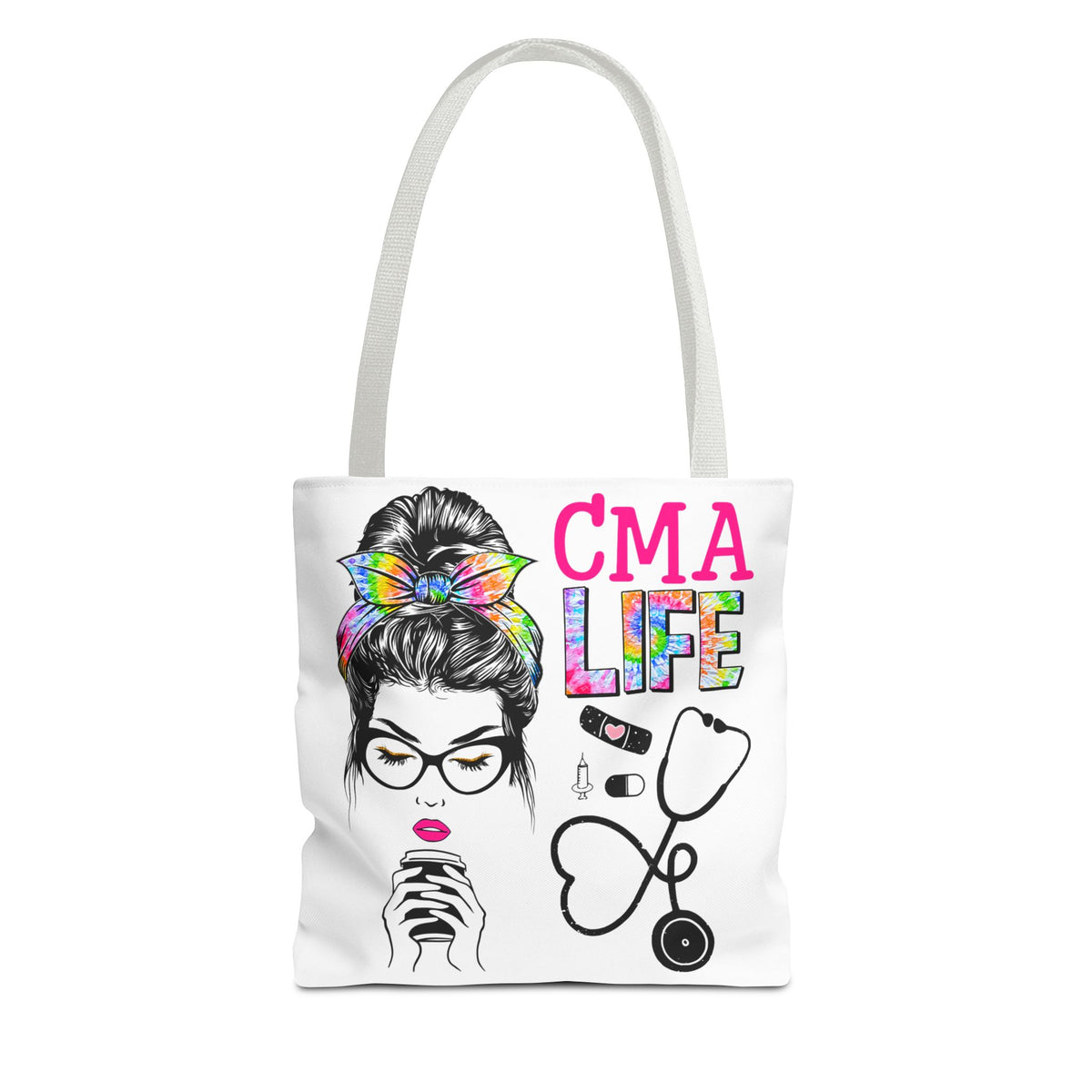 CMA Life Graphic Colorful Nurse Practitioner Stethoscope - Cotton Tote Bag