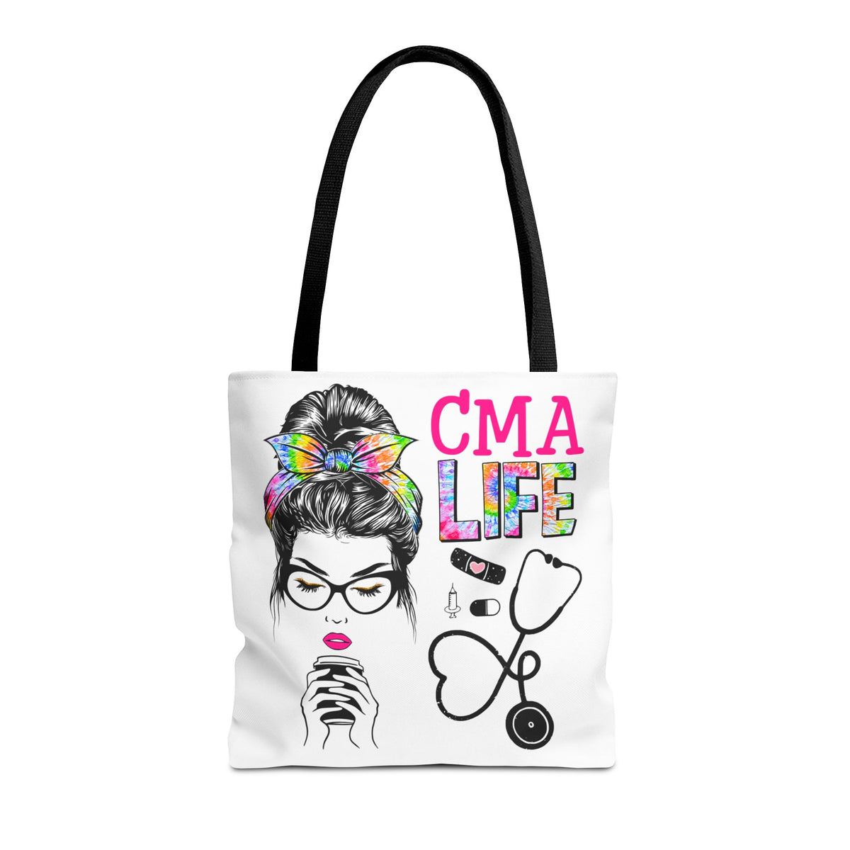 CMA Life Graphic Colorful Nurse Practitioner Stethoscope - Cotton Tote Bag