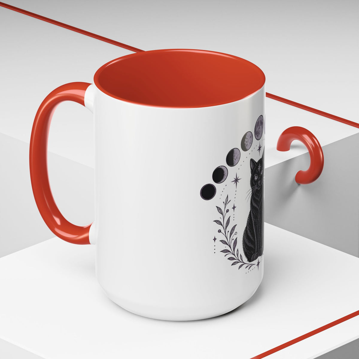 Black Cat Moon Phases Coffee Mug (11 oz /15 oz)