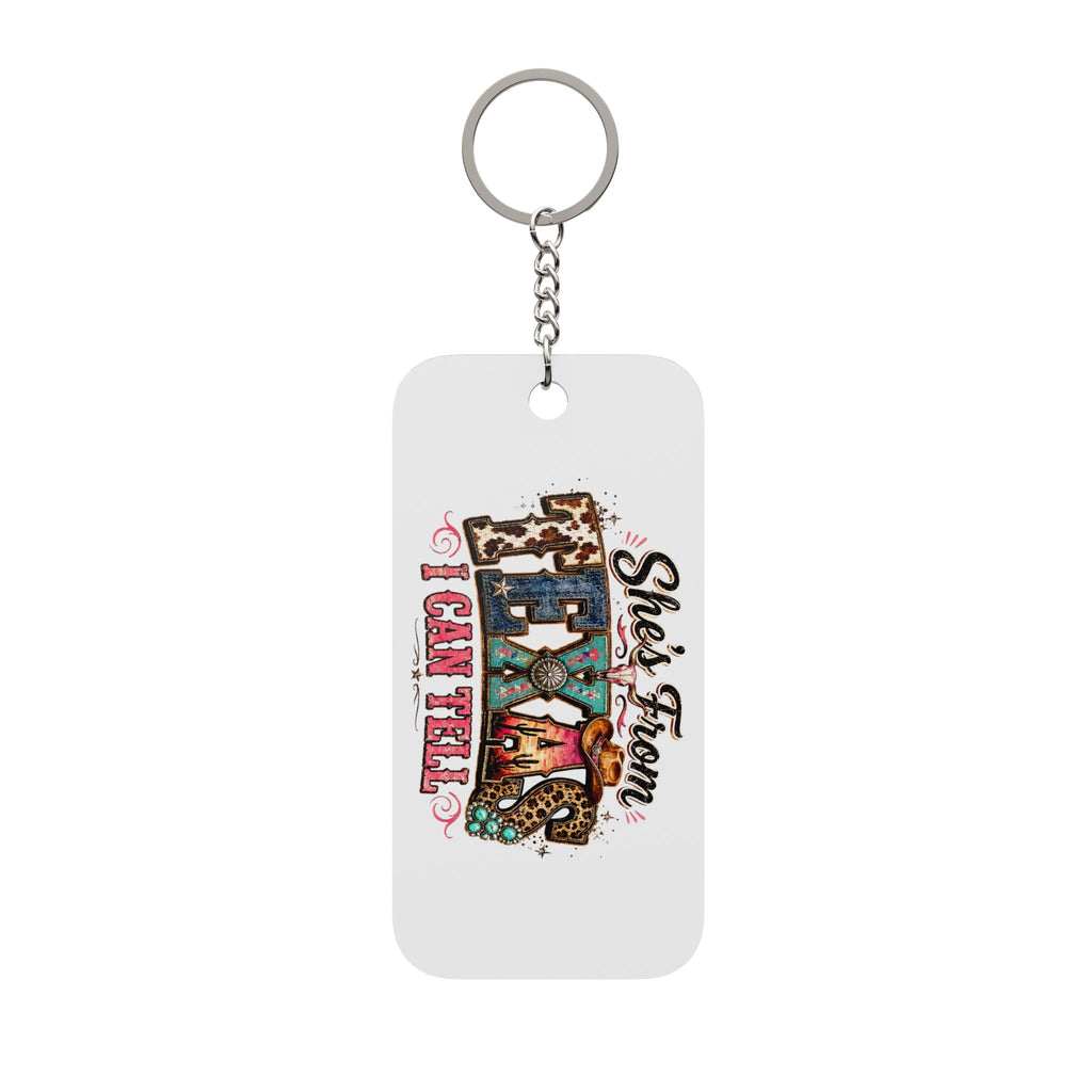She's From Texas I Can Tell Floral Leopard Design - Double Sided Keychain