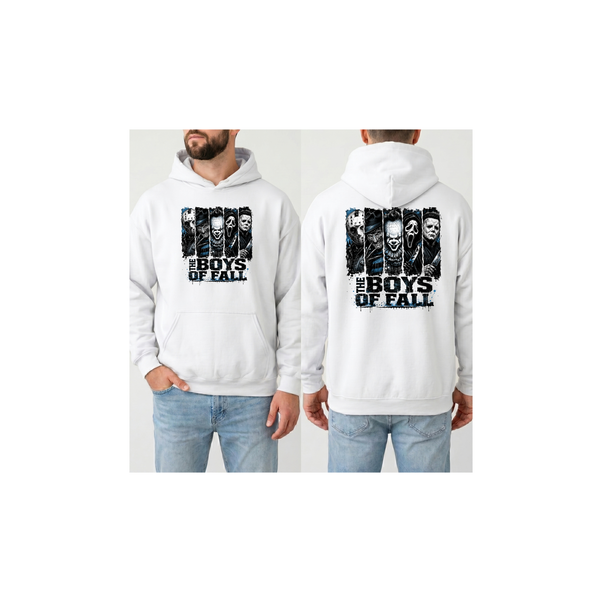 Horror Icons "The Boys of Fall" Hoodie (Front & Back Design)