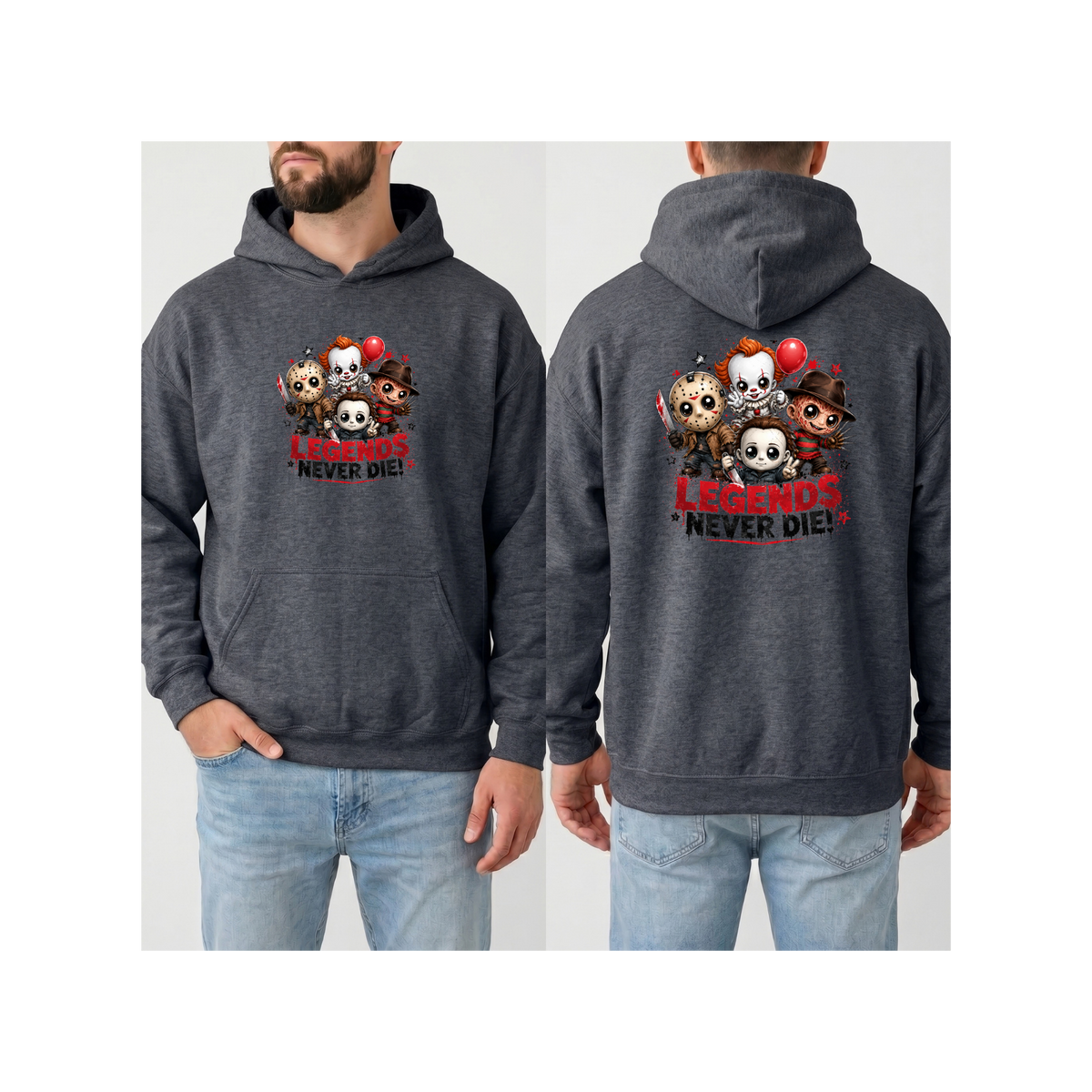 Horrors Icon “Legends Never Die” Graphic Hoodie (Front & Back Design)