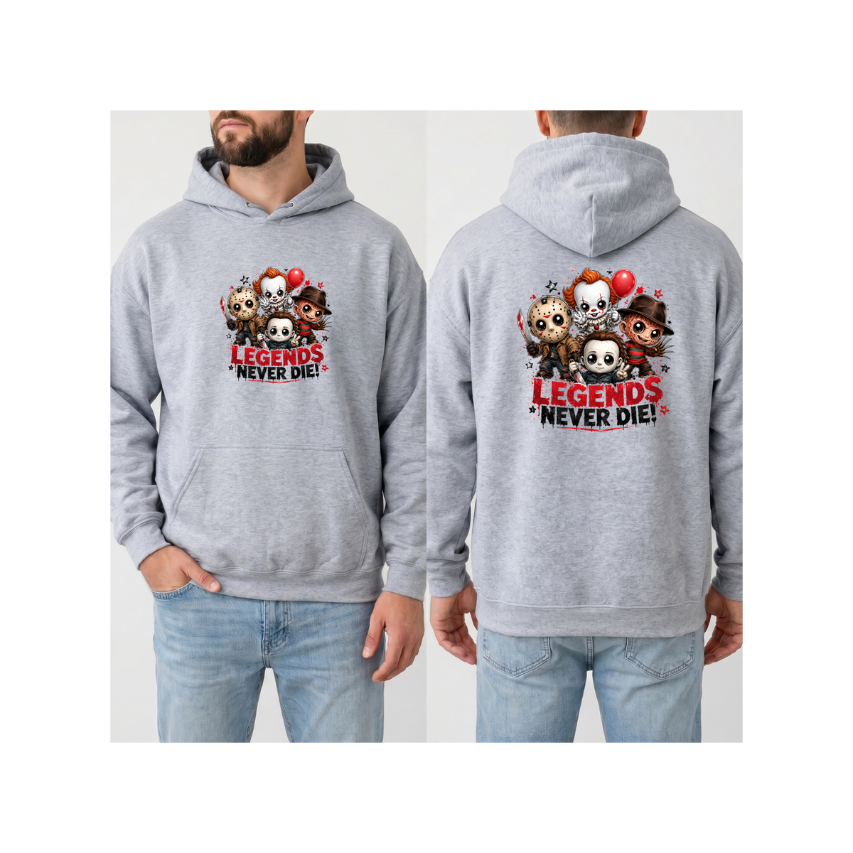 Horrors Icon “Legends Never Die” Graphic Hoodie (Front & Back Design)