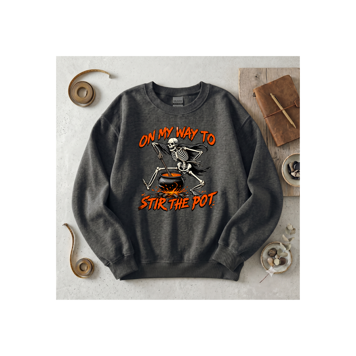 Halloween Skeleton 'Stir the Pot' Crewneck Sweatshirt