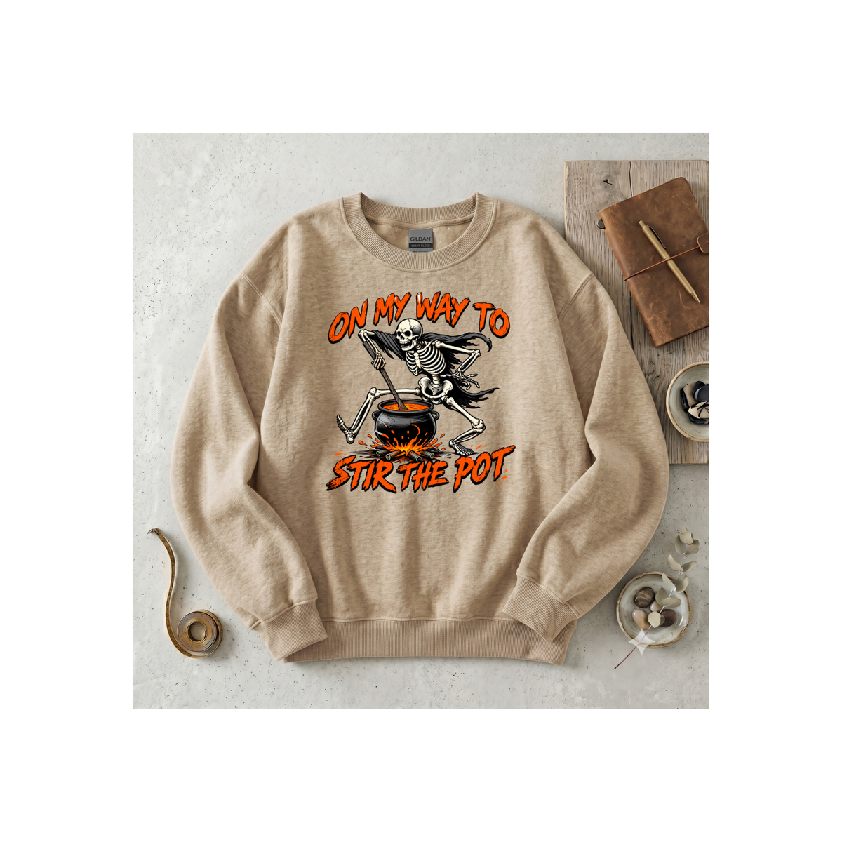Halloween Skeleton 'Stir the Pot' Crewneck Sweatshirt