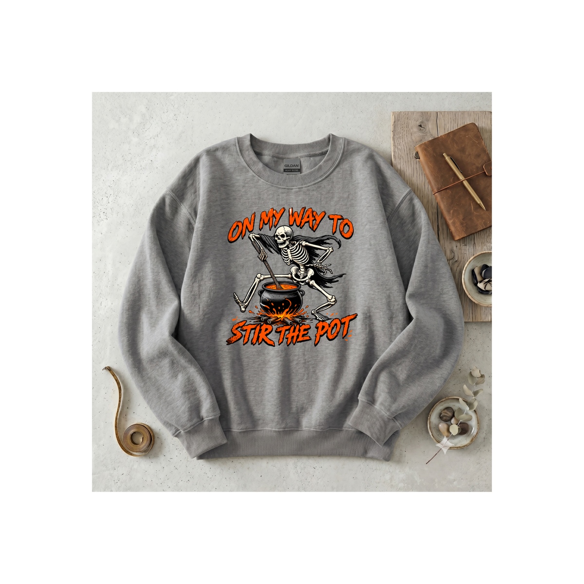 Halloween Skeleton 'Stir the Pot' Crewneck Sweatshirt