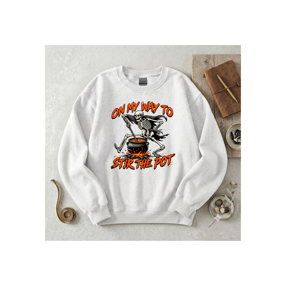 Halloween Skeleton 'Stir the Pot' Crewneck Sweatshirt