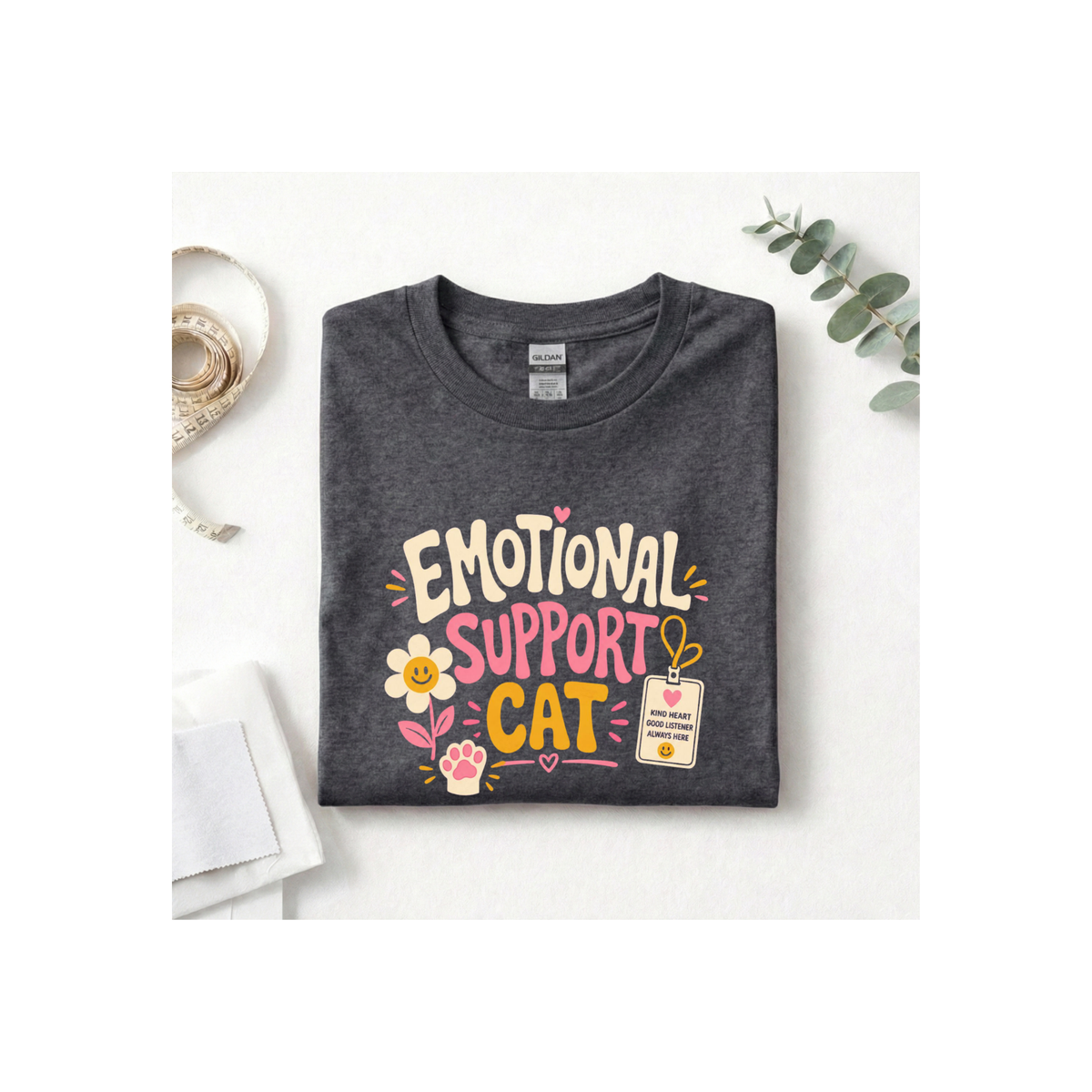 Emotional Support Cat T-Shirt — Cute Kitty Comfort Graphic Tee