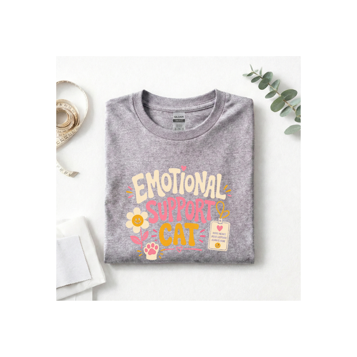 Emotional Support Cat T-Shirt — Cute Kitty Comfort Graphic Tee