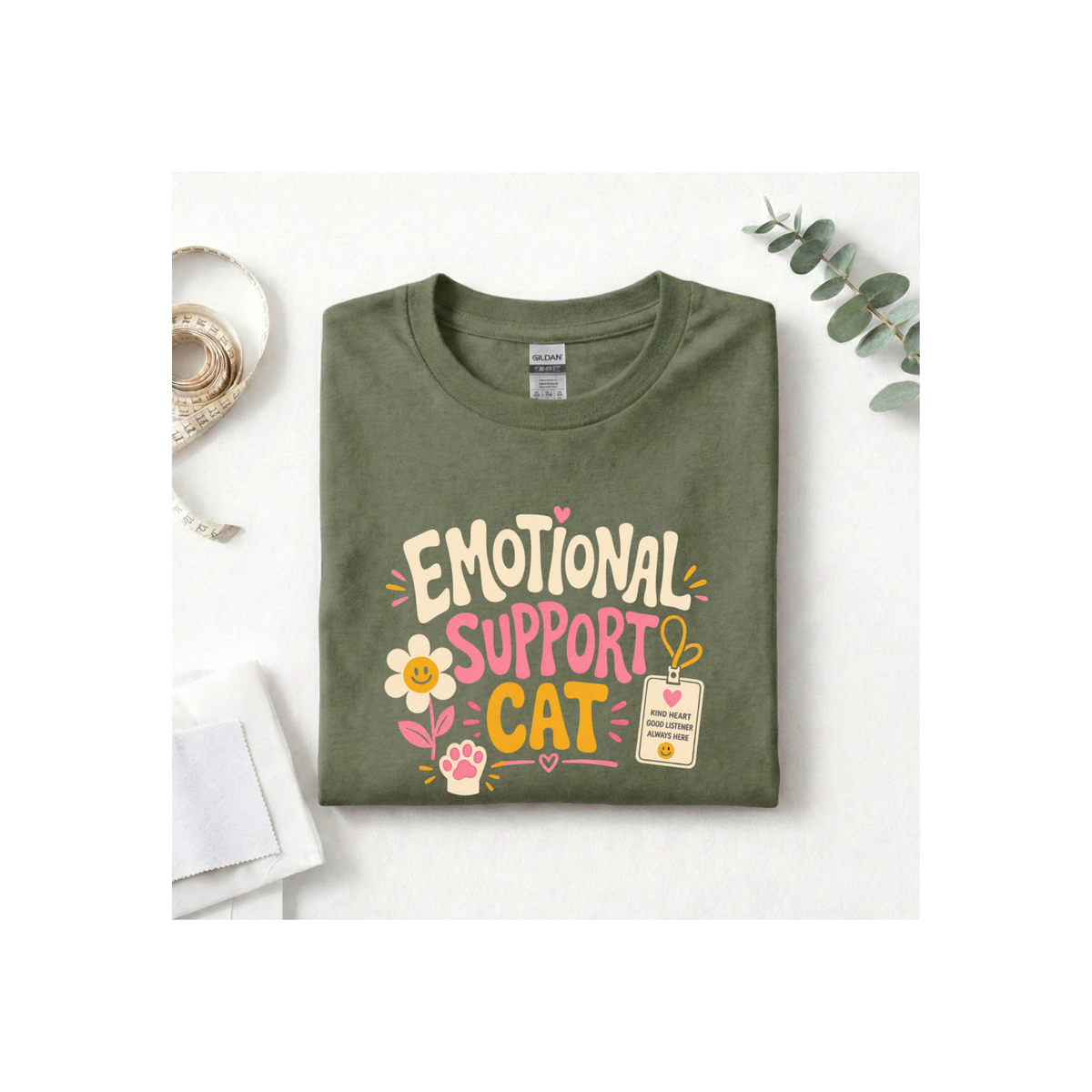 Emotional Support Cat T-Shirt — Cute Kitty Comfort Graphic Tee