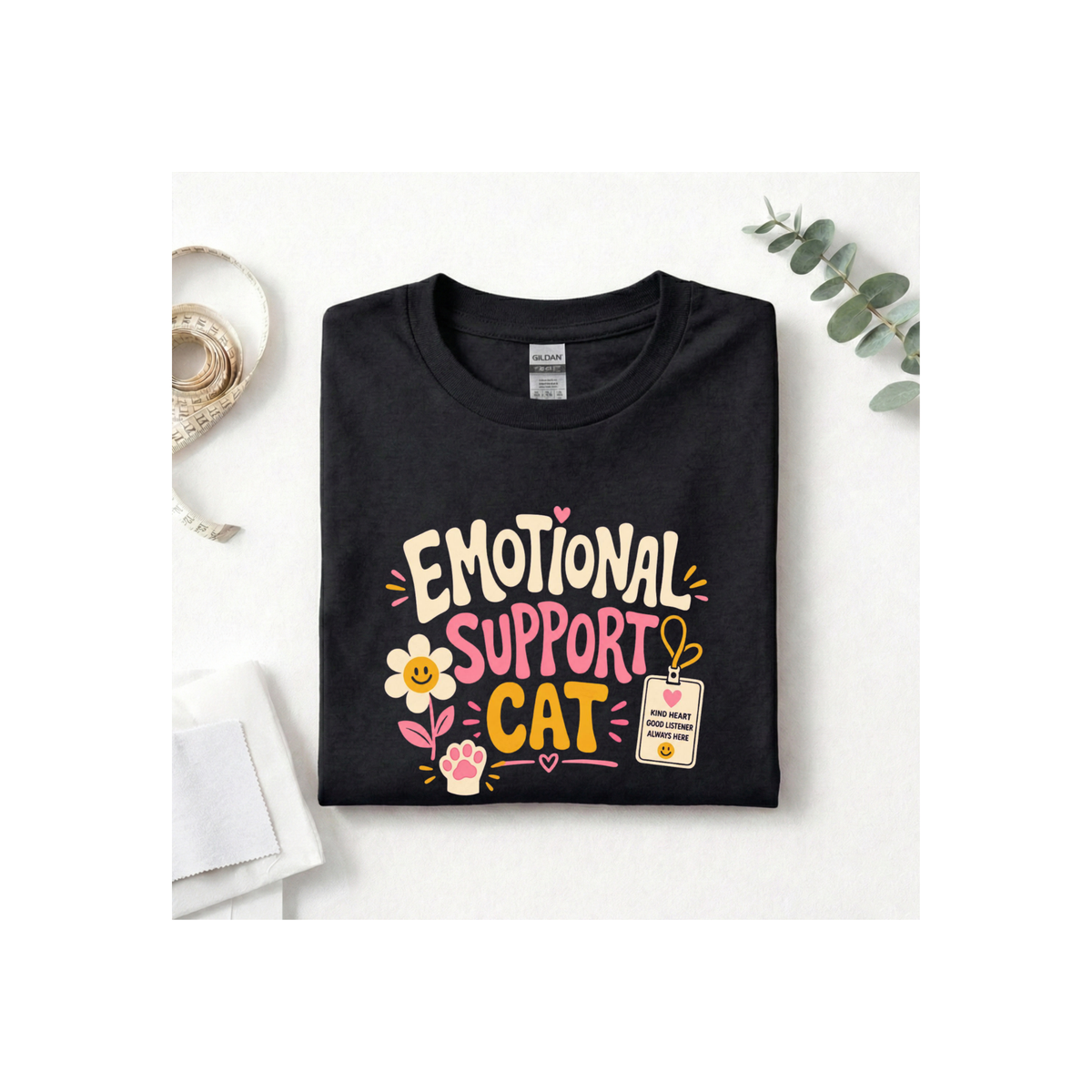 Emotional Support Cat T-Shirt — Cute Kitty Comfort Graphic Tee
