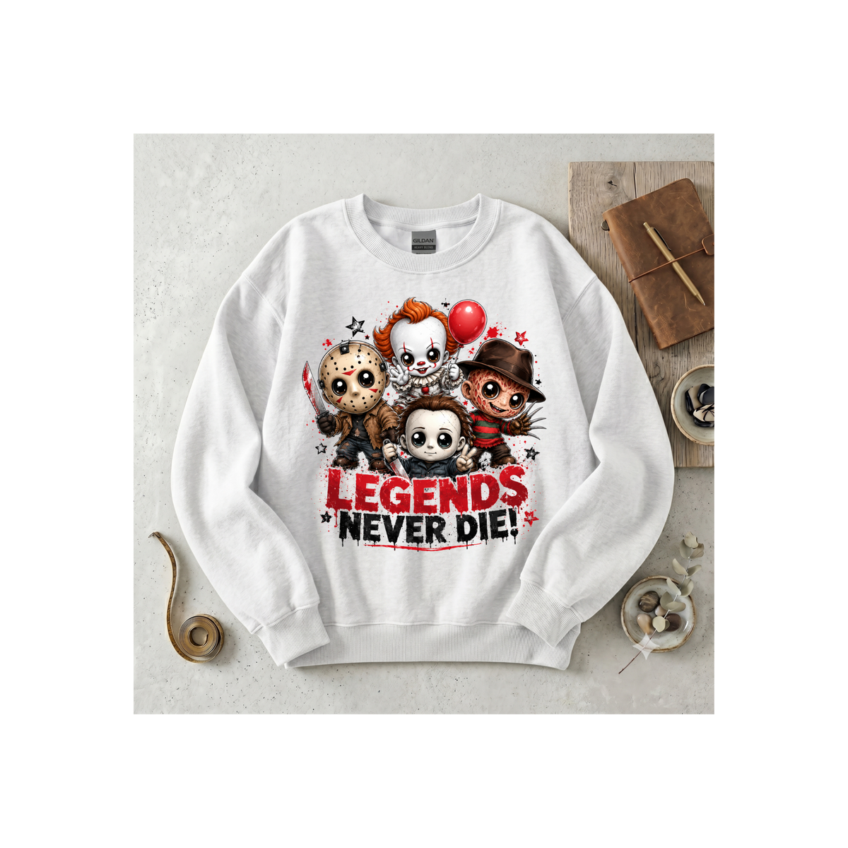 Horror Icons "Legends Never Die" Crewneck Sweatshirt