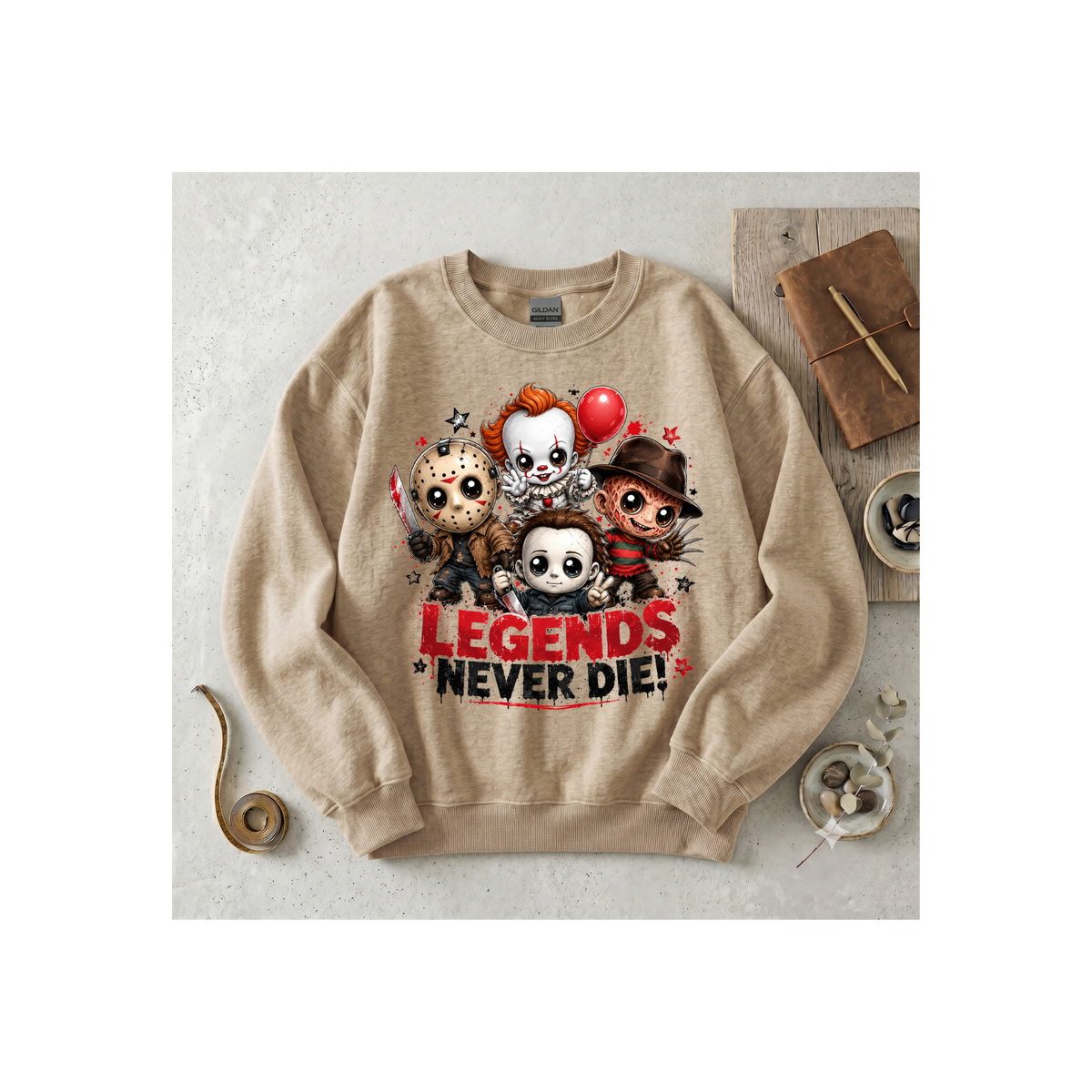 Horror Icons "Legends Never Die" Crewneck Sweatshirt