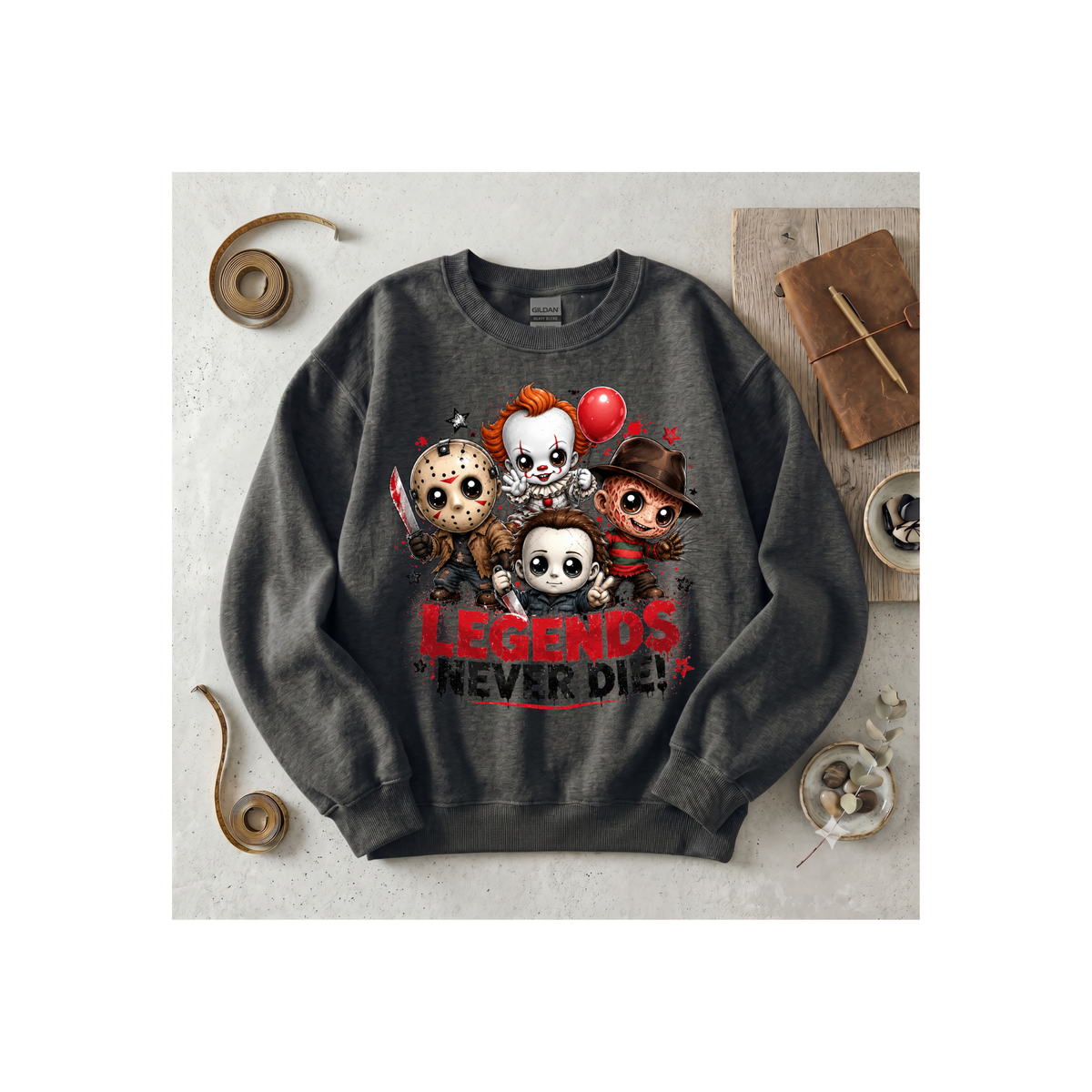 Horror Icons "Legends Never Die" Crewneck Sweatshirt