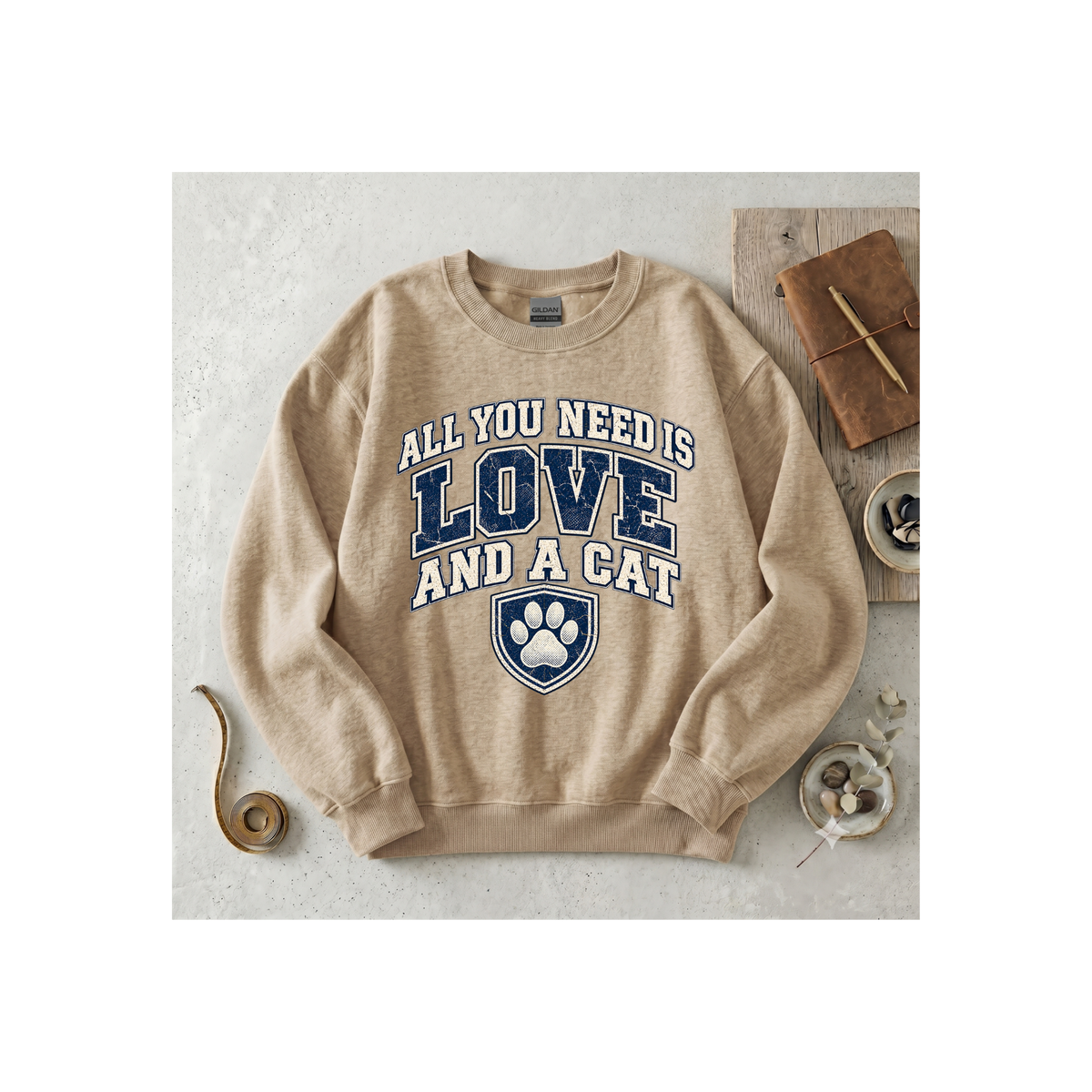 All You Need Is Love and a Cat Crewneck Sweatshirt