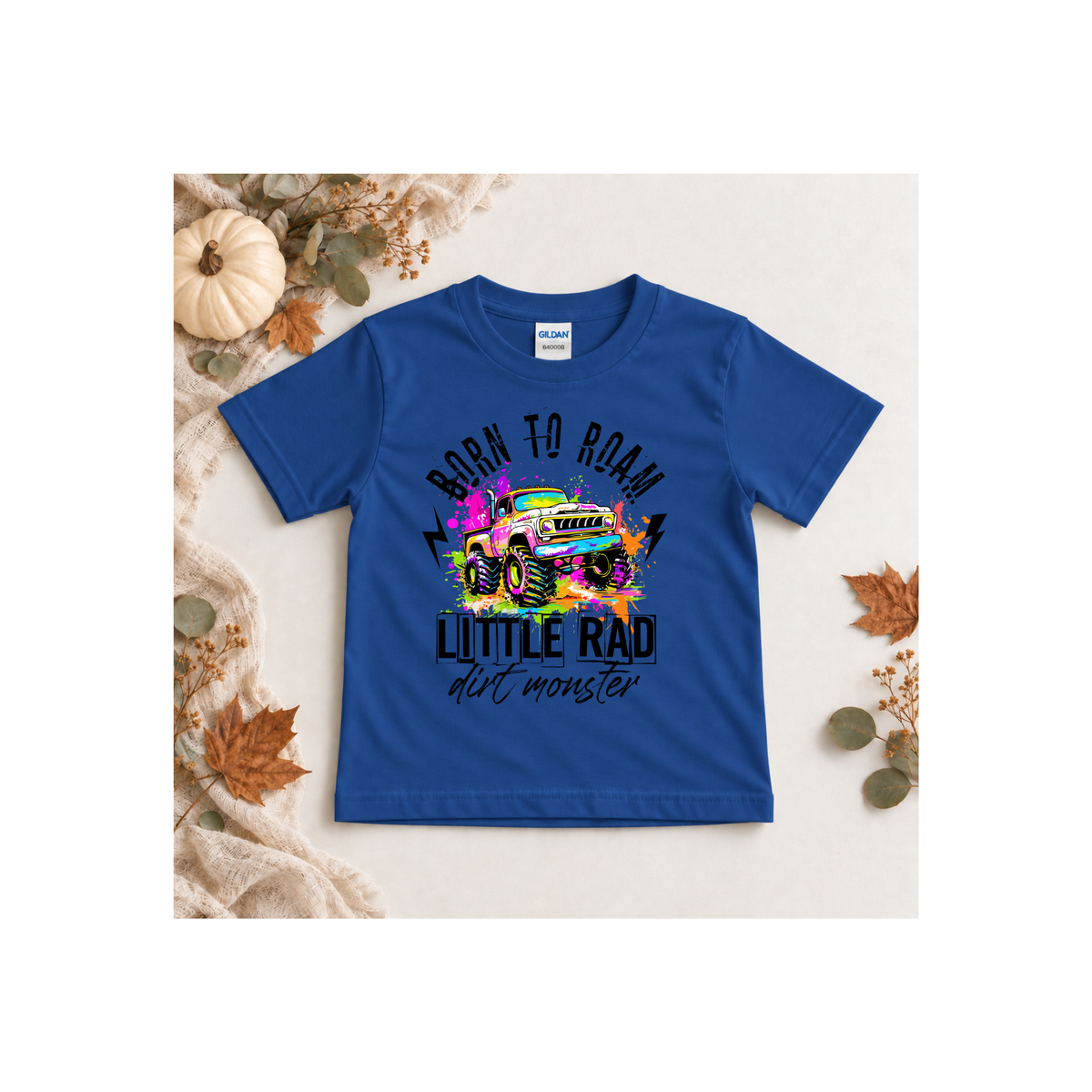 "Born to Roam" Little Rad Dirt Monster Monster Truck Kid's Tee