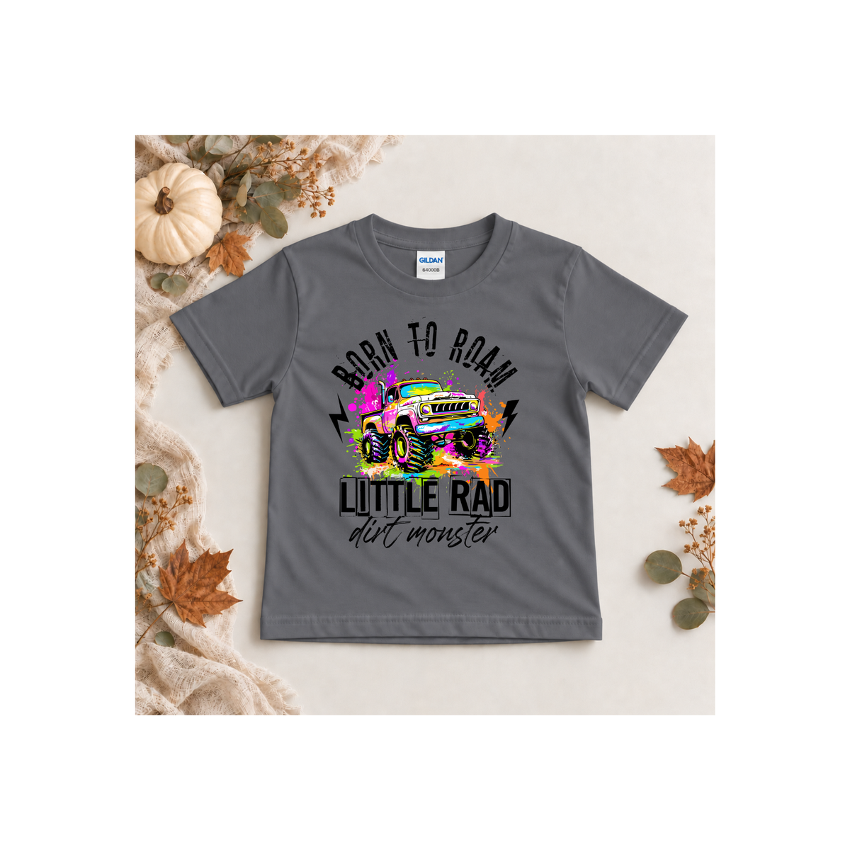 "Born to Roam" Little Rad Dirt Monster Monster Truck Kid's Tee