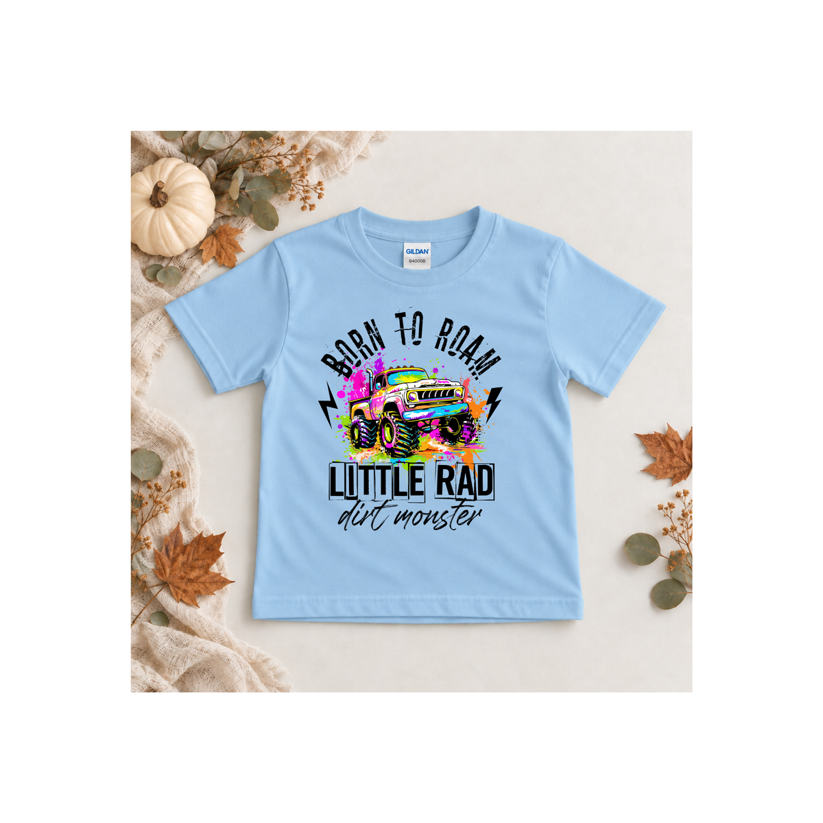 "Born to Roam" Little Rad Dirt Monster Monster Truck Kid's Tee