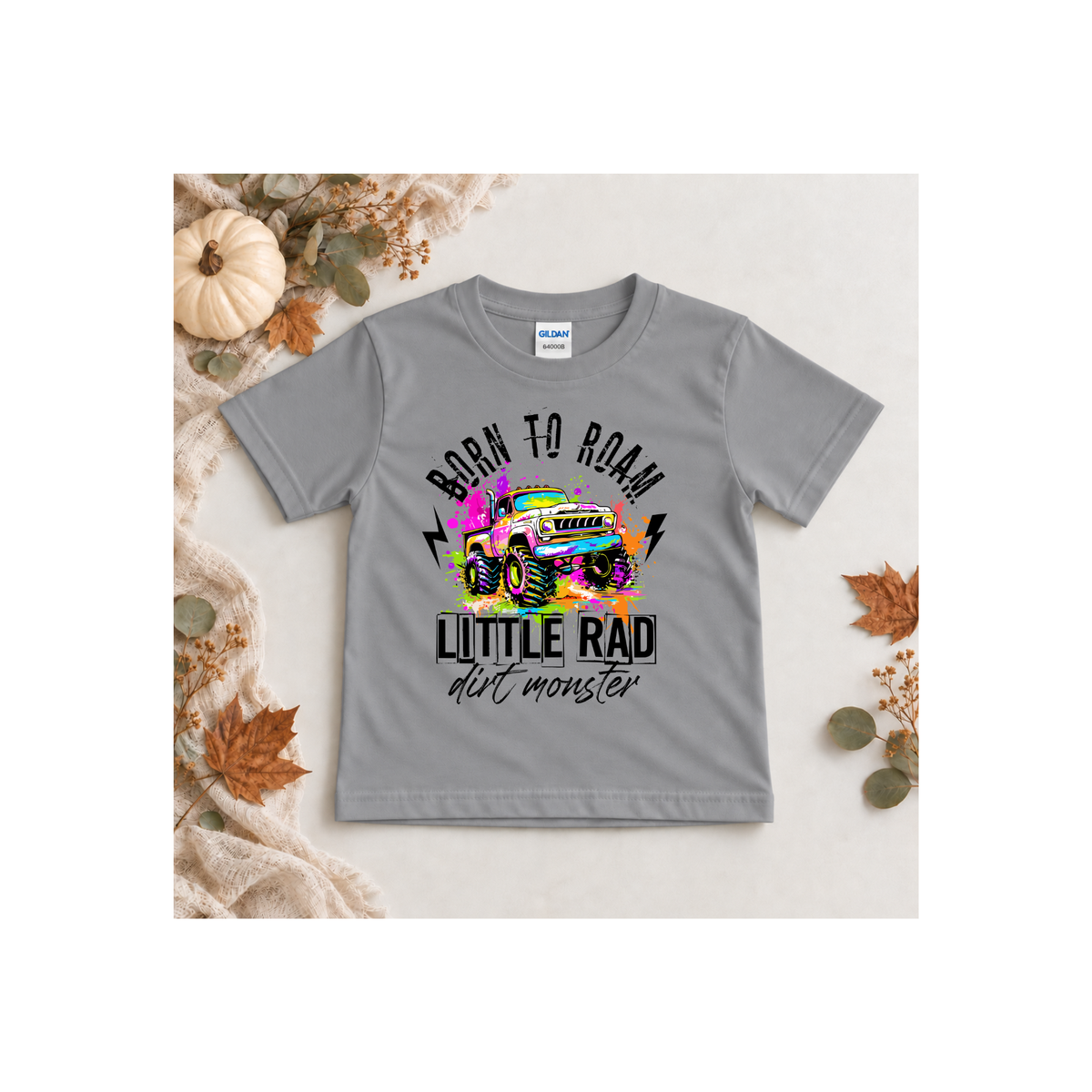 "Born to Roam" Little Rad Dirt Monster Monster Truck Kid's Tee