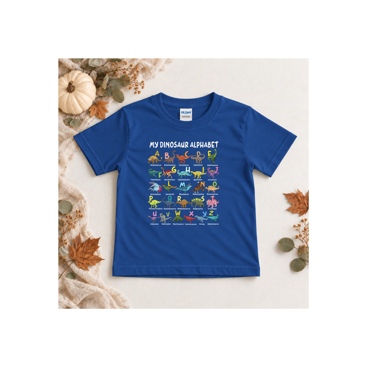 Colorful Dinosaur Alphabet ABCs Tee Shirt for Toddlers & Preschoolers